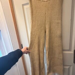 Rhythm Camel Wide Leg Ribbed Pants